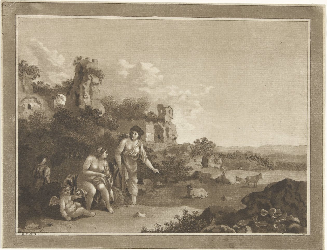Landscape with Nymphs by Hubertus van Hove