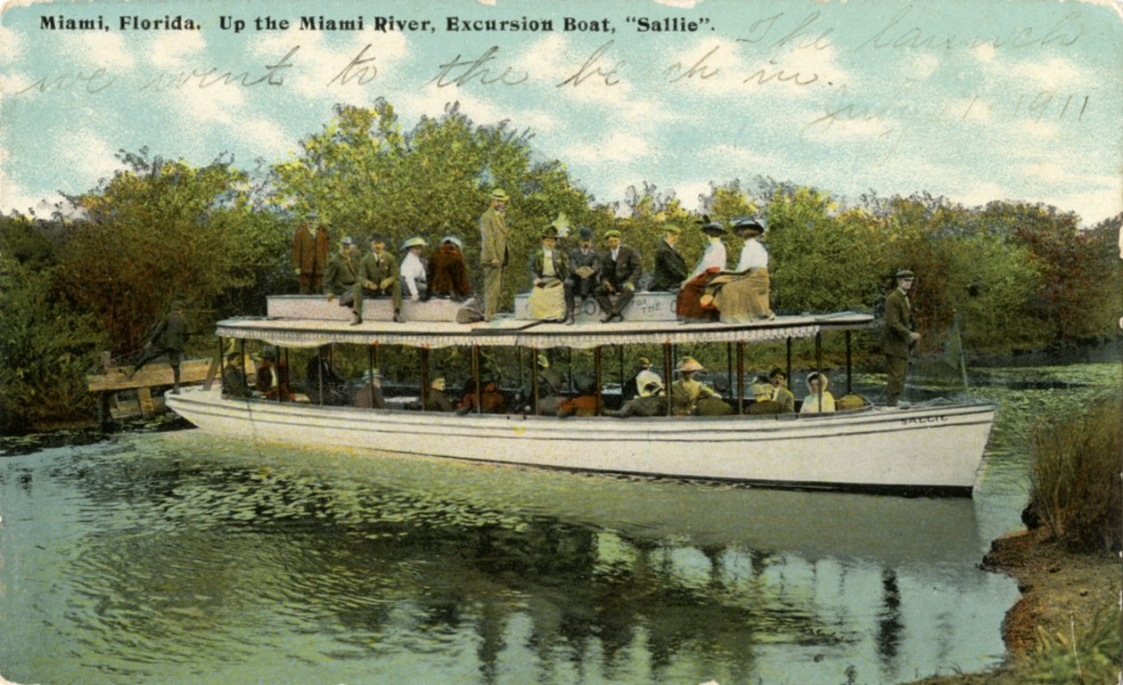 Up the Miami River excursion boat Sallie, c.1910 by Hugh C. Leighton Co.