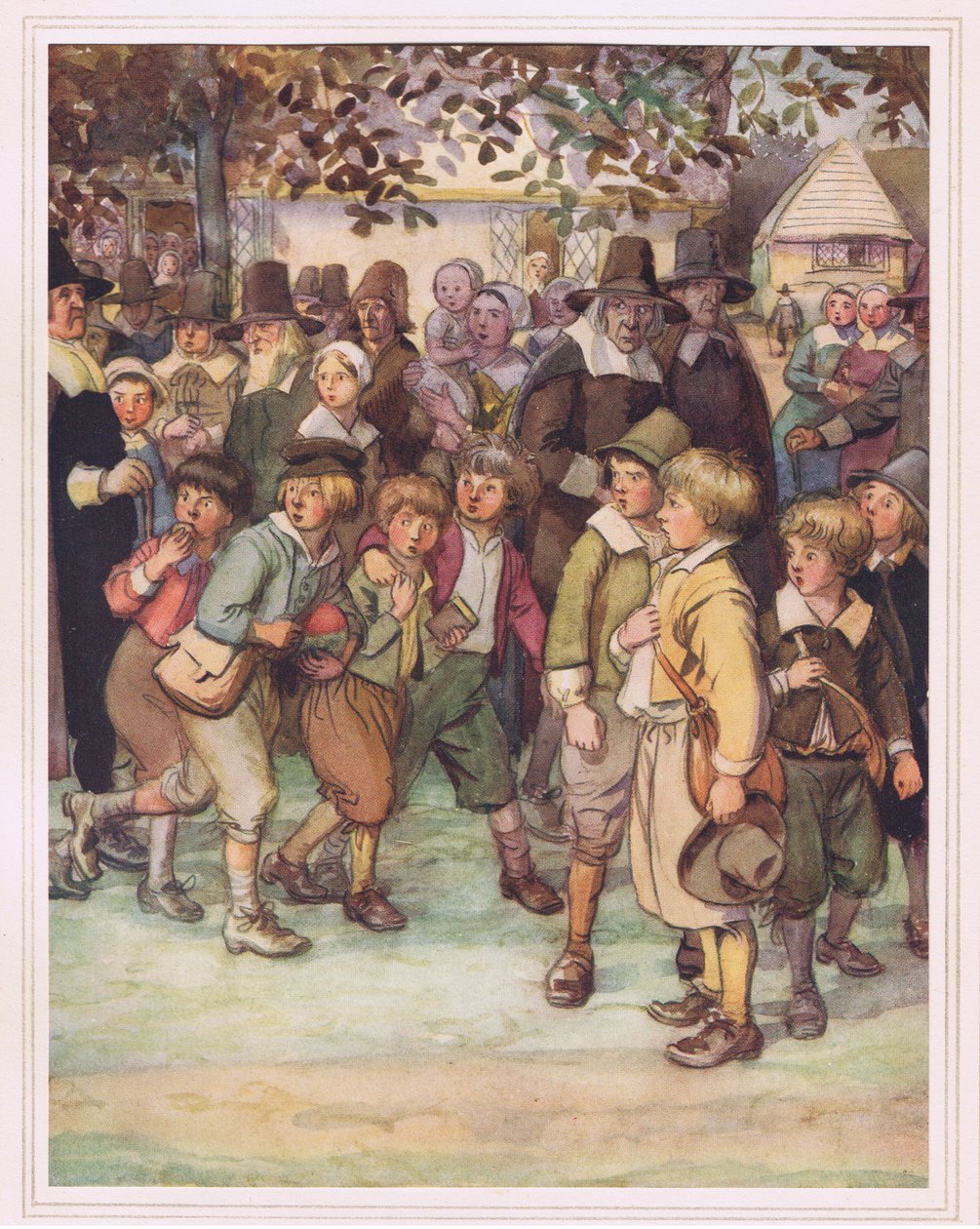 A crowd of eager and curious schoolboys by Hugh Thomson