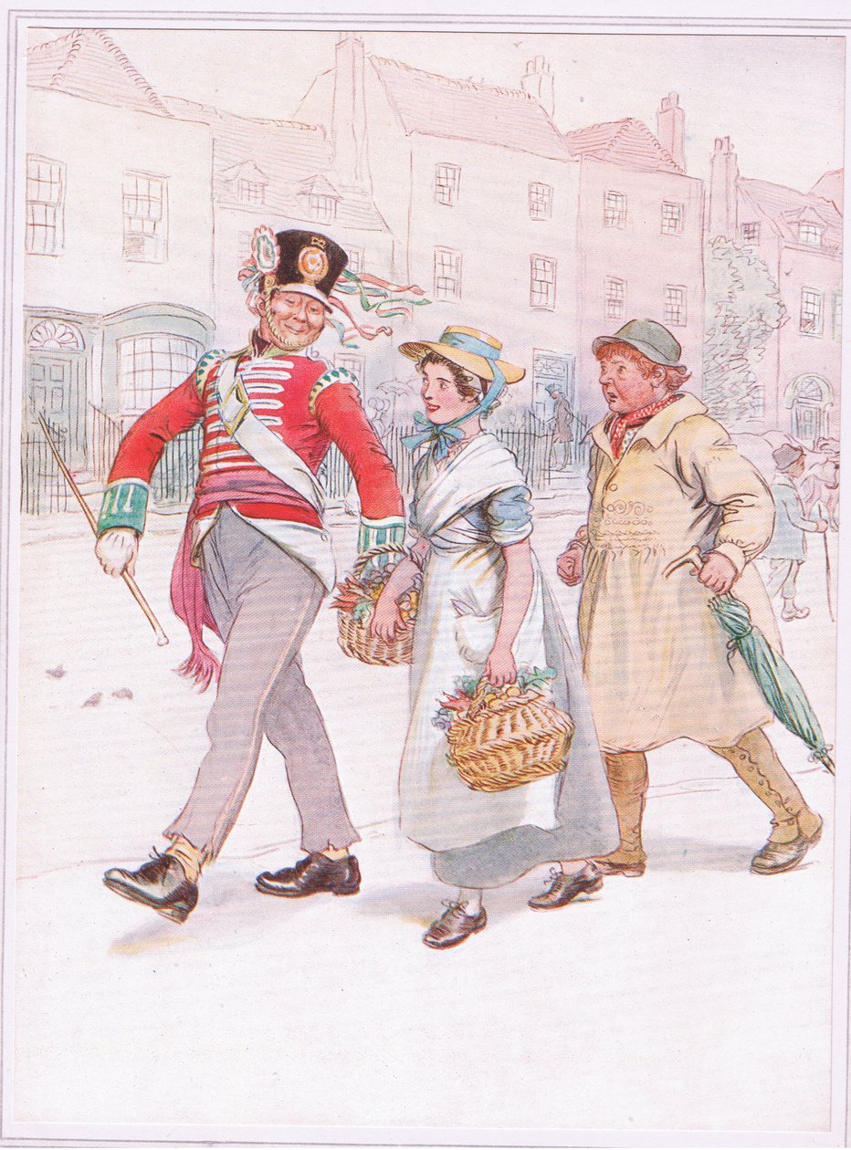 A soldier with a girl passes-yokel follows angrily by Hugh Thomson