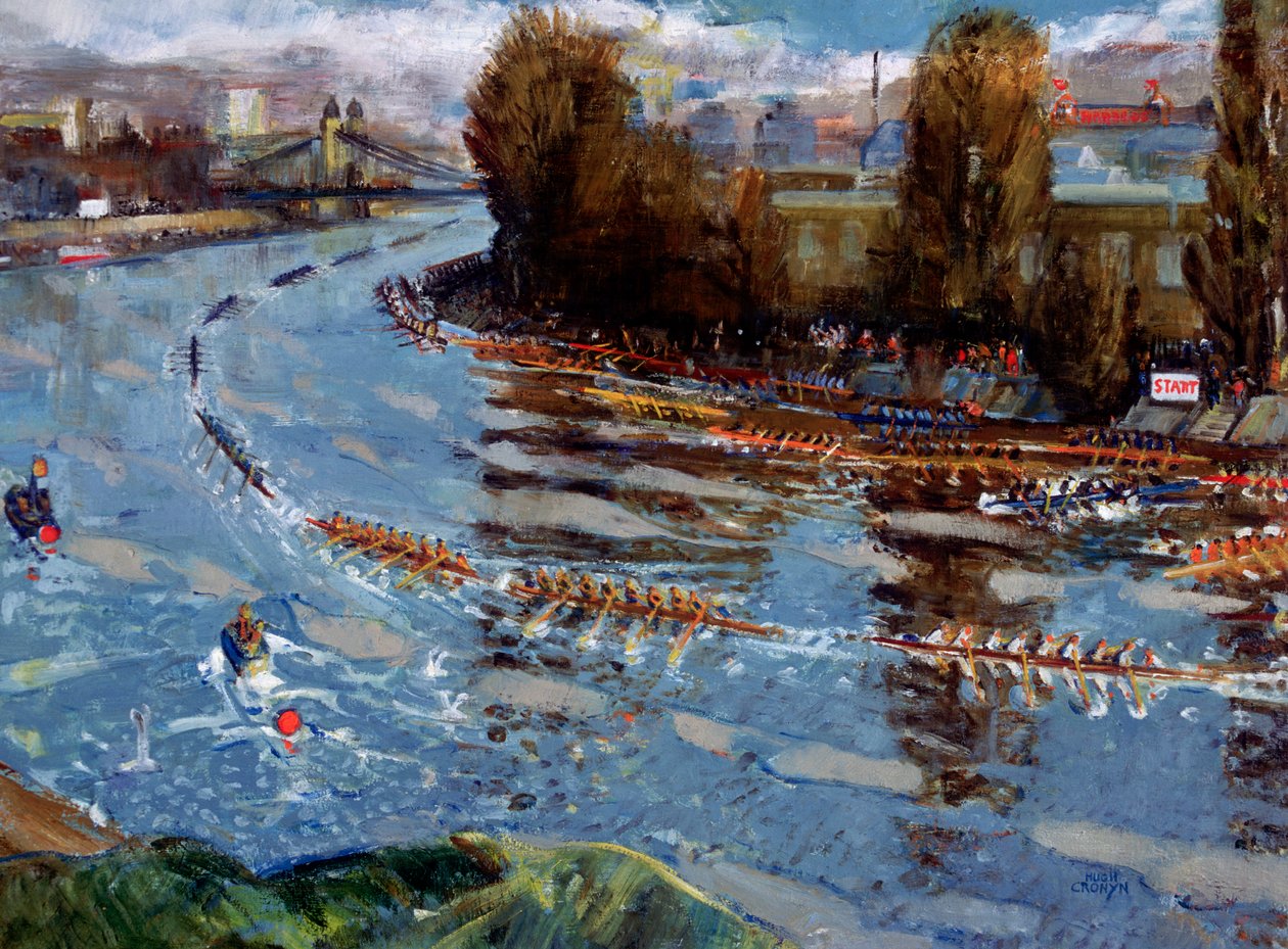 Head of the River for Schools, Rowing Race on the Thames, London, after c1925 by Hugh Cronyn