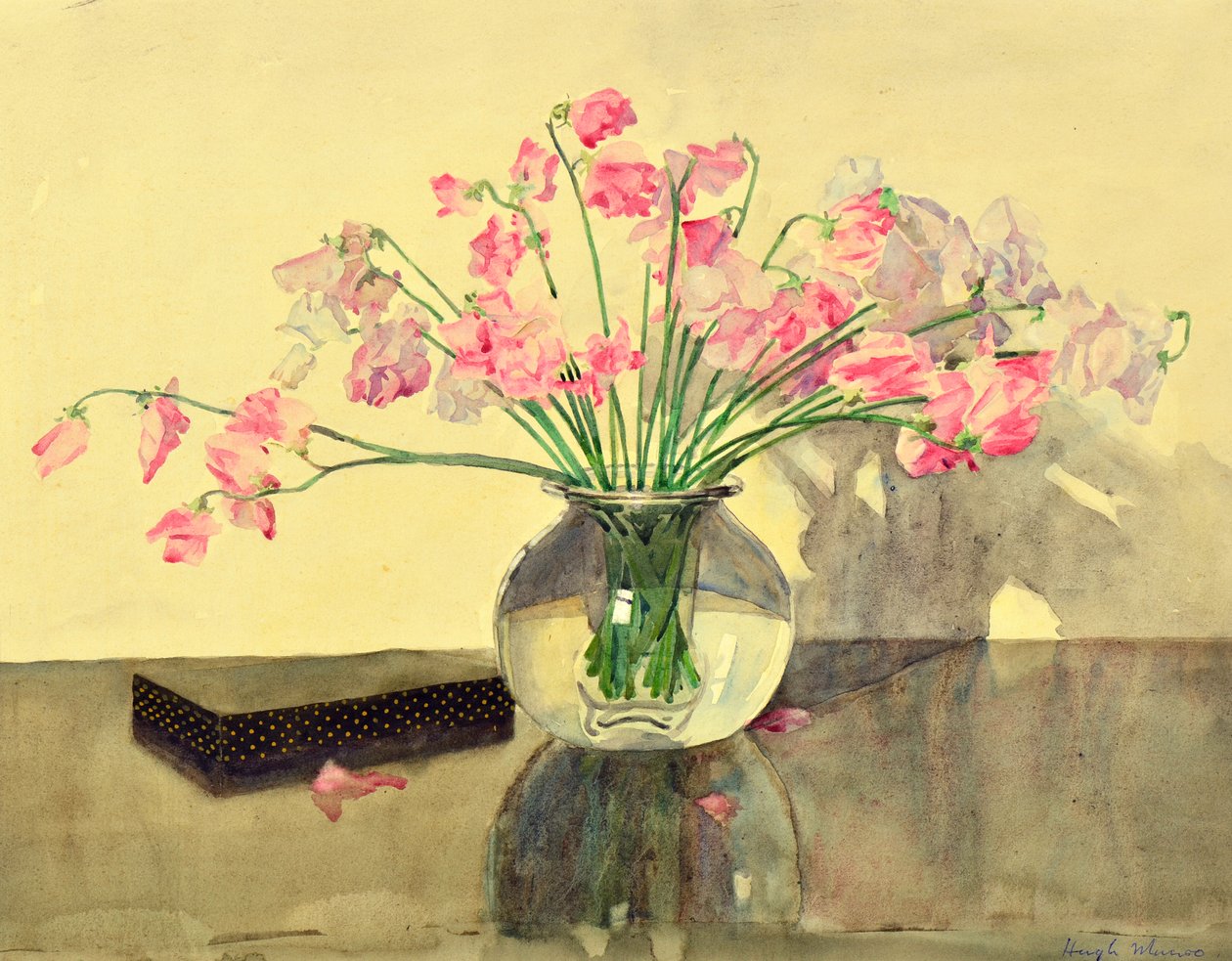 Sweet Peas in a Glass Bowl by Hugh Munro
