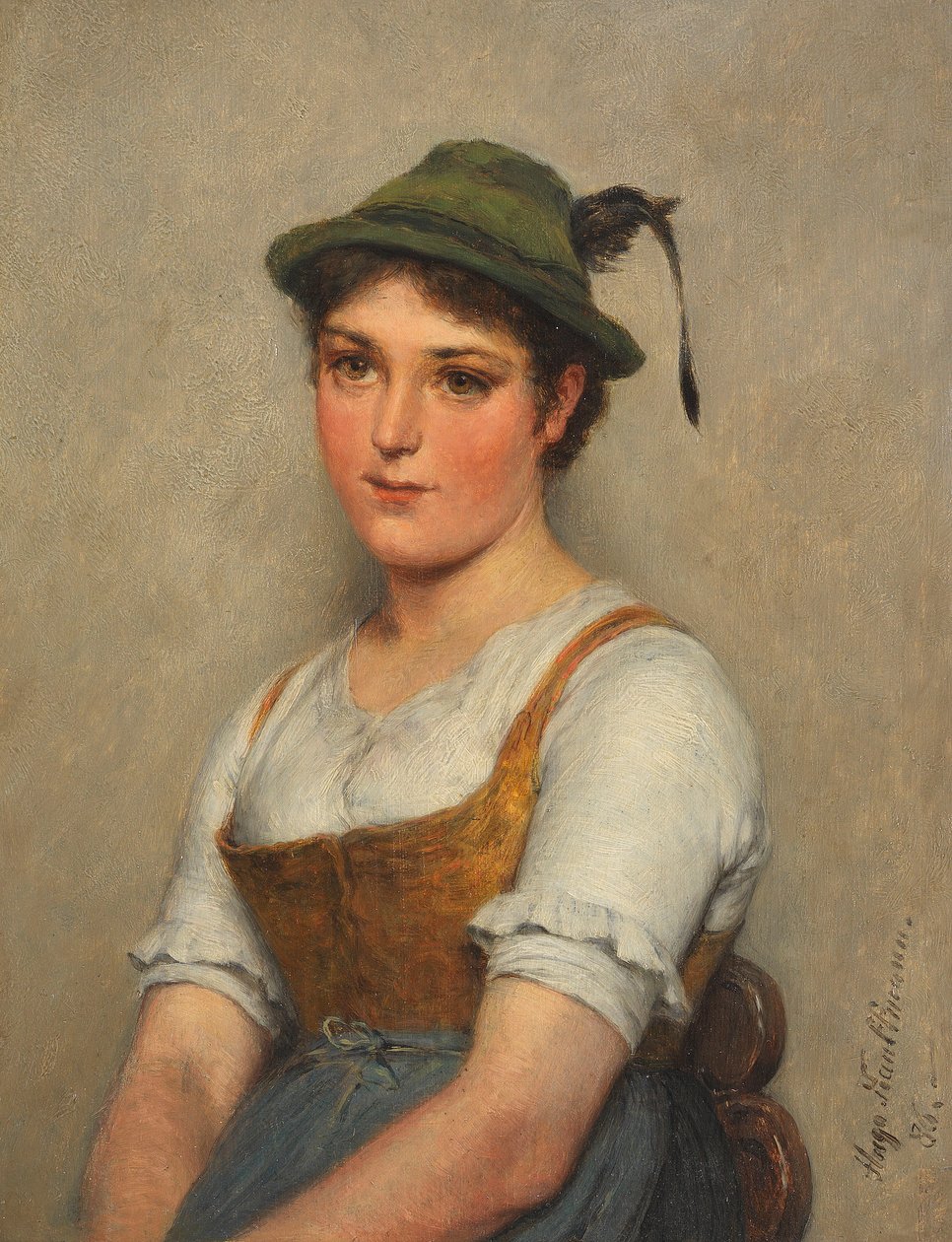 Young Girl with Green Hat by Hugo Kauffmann