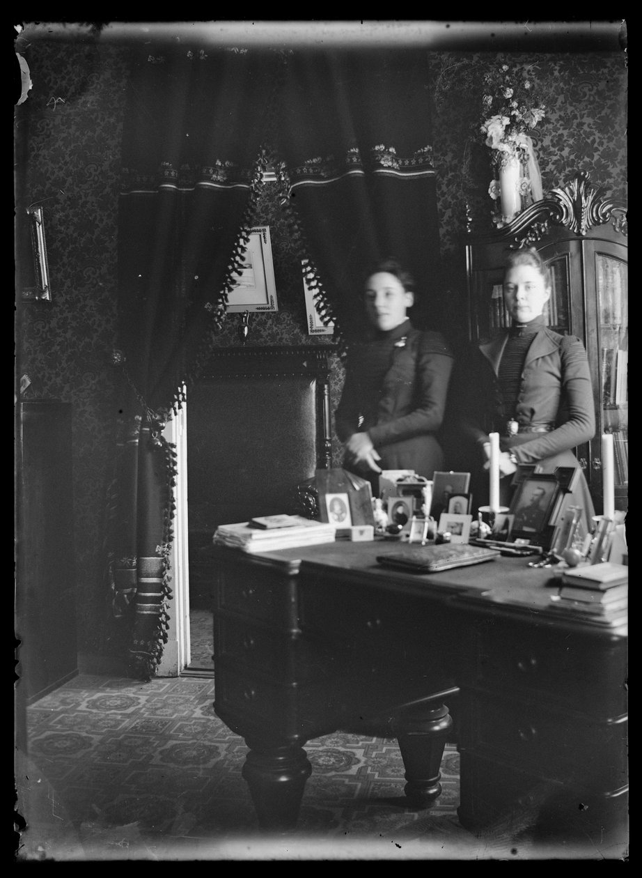 Elli and Ellen von Schoultz in Their Home in Vyborg by Hugo Simberg