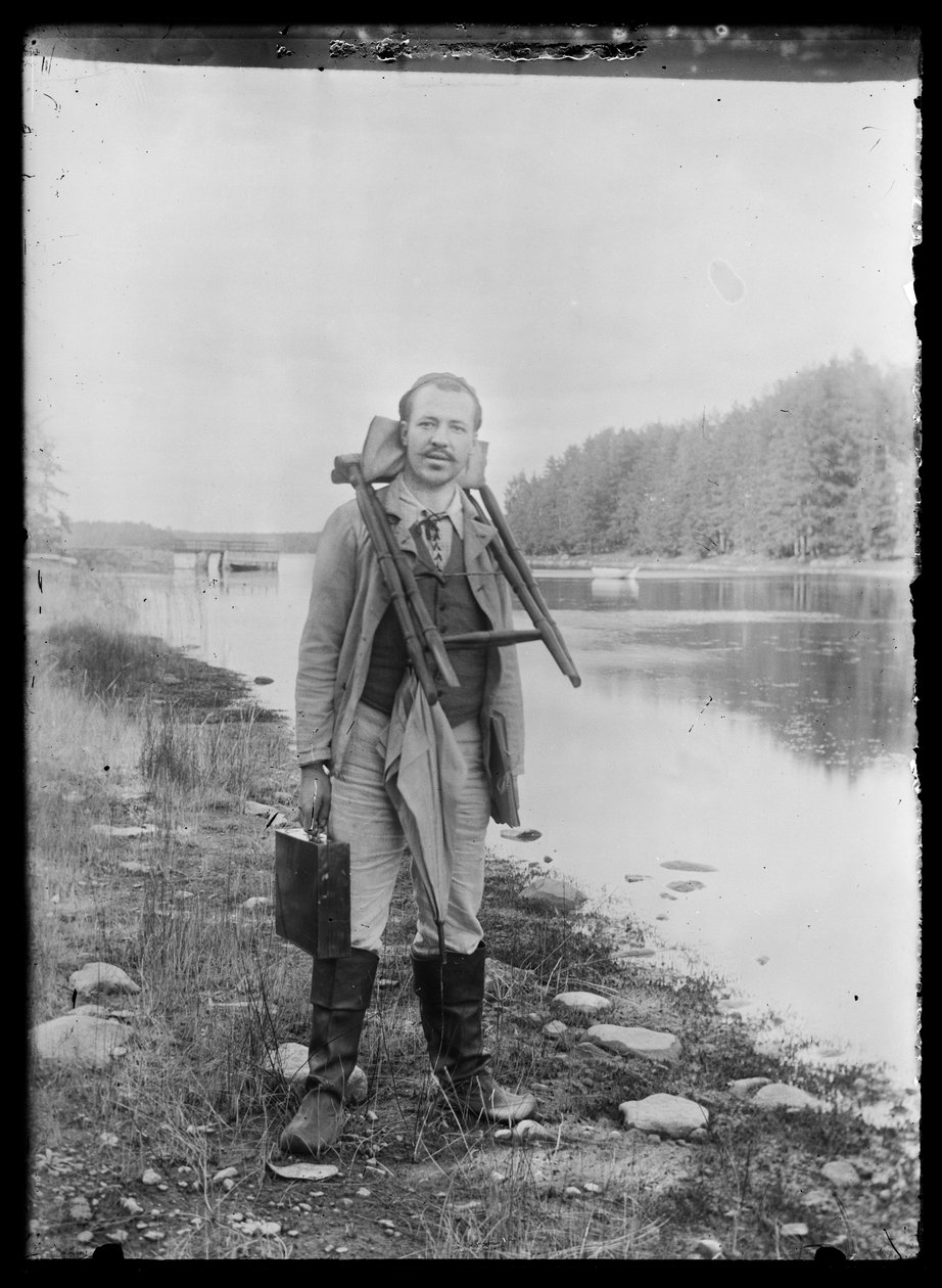 Hugo Simberg with Painting Supplies at Niemenlautta by Hugo Simberg