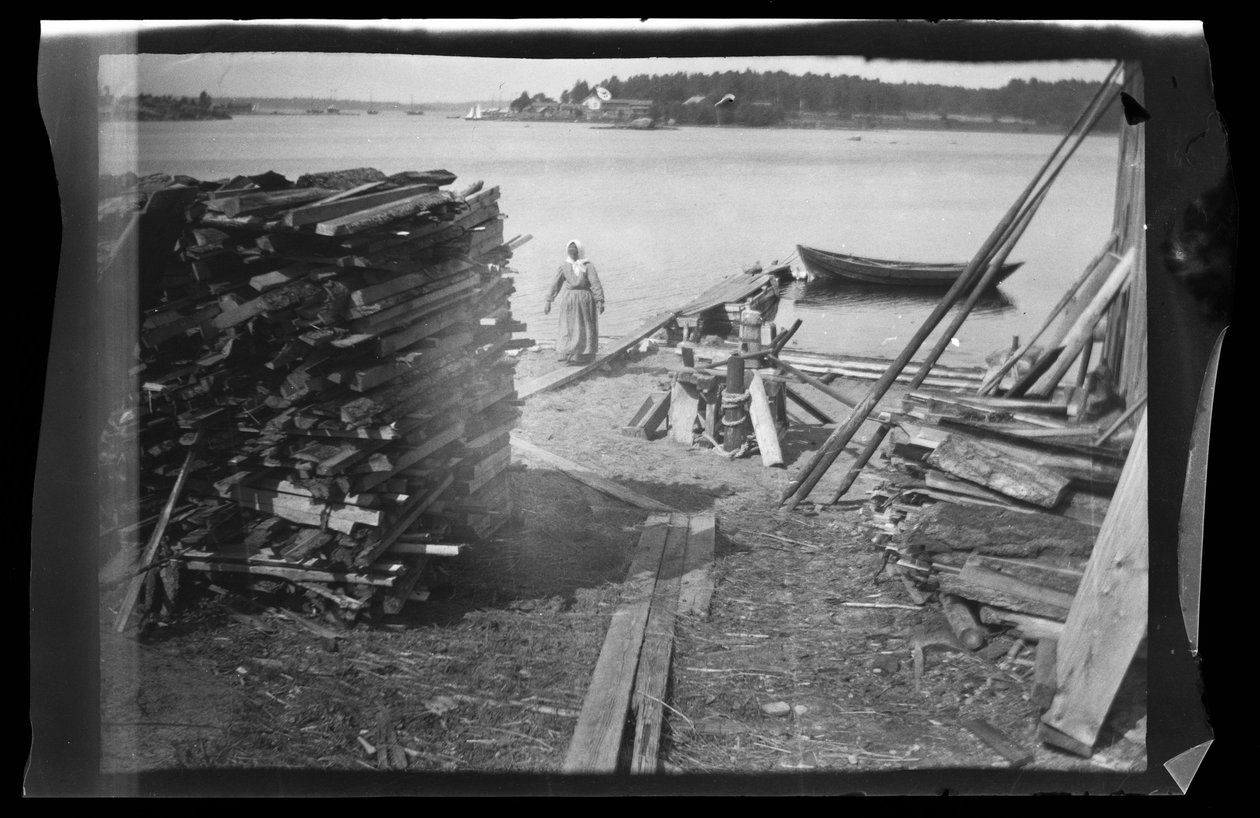 Timber on the Shore, Probably from Helsinki by Hugo Simberg