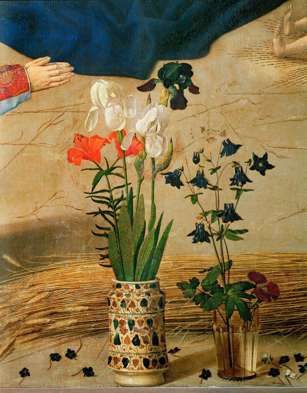 Vase with White, Red and Blue Lilies and Iris by Hugo van der Goes