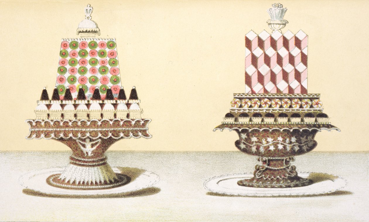 Design for the Presentation of Desserts, Illustration from a Hungarian Cookery Book on French Cooking, c.1880 by Hungarian School