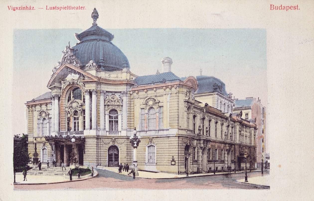 Postcard Depicting the Vigszinhaz (Comedy Theatre) on the Grand Boulevard in Budapest, c.1900 by Hungarian School