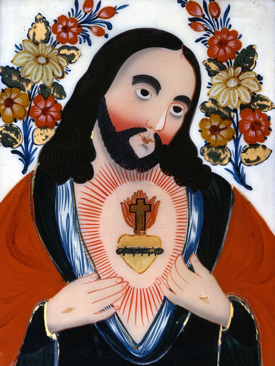 The Sacred Heart of Jesus, 2nd Half of Nineteenth Century (painted glass) by Hungarian School