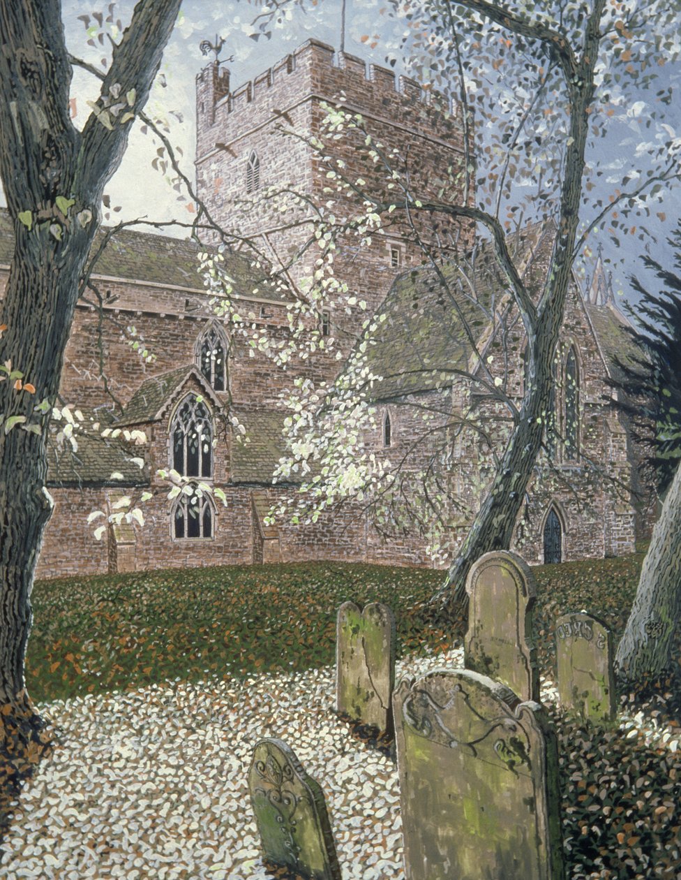 Brecon Cathedral, Autumn Day, 1992 by Huw S. Parsons