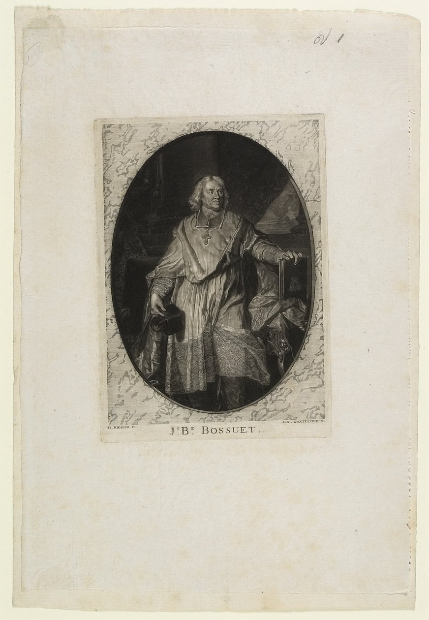 J.B. Bossuet (full-length), engraved by Jean-Baptiste de Grateloup, 1771 by Hyacinthe Francois Rigaud