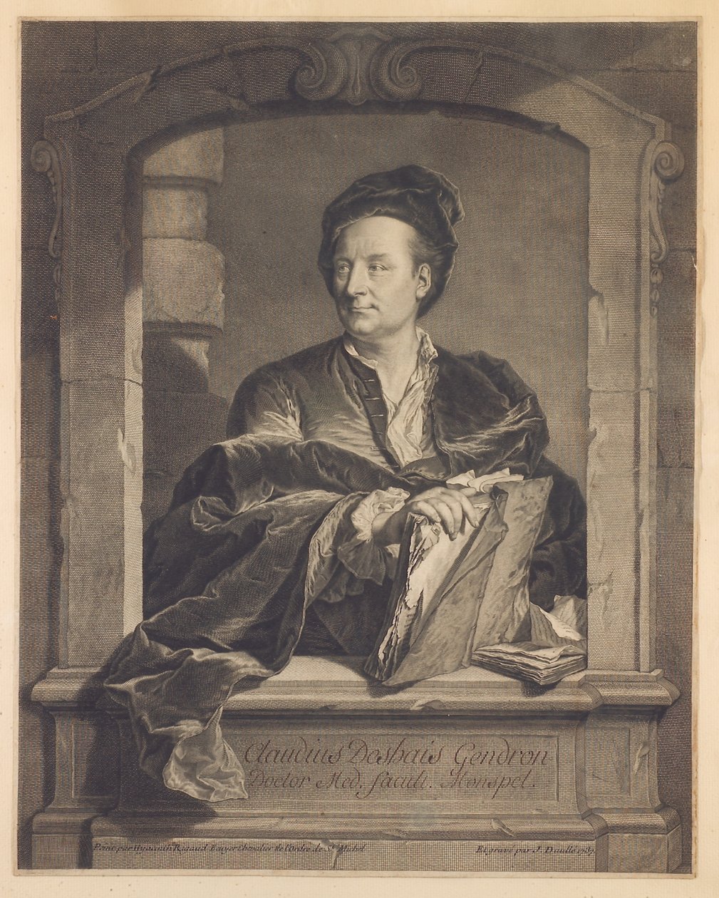 Doctor Claude Deshais Gendron, Engraved by J. Daulle by Hyacinthe Francois Rigaud