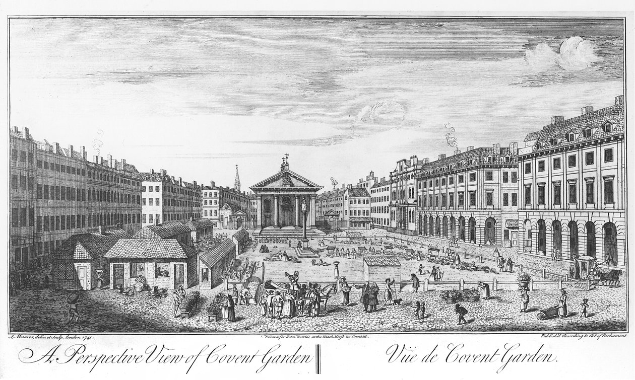 A Perspective View of Covent Garden by I. (after) Maurer