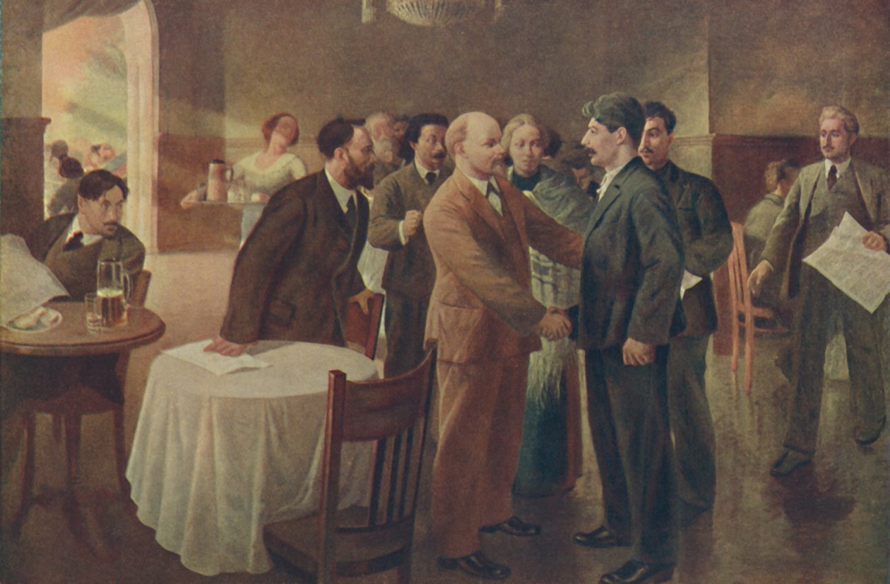 First Meeting of Lenin and Stalin, Tammerfors Finland, December 1905 by I Vepkhvadze
