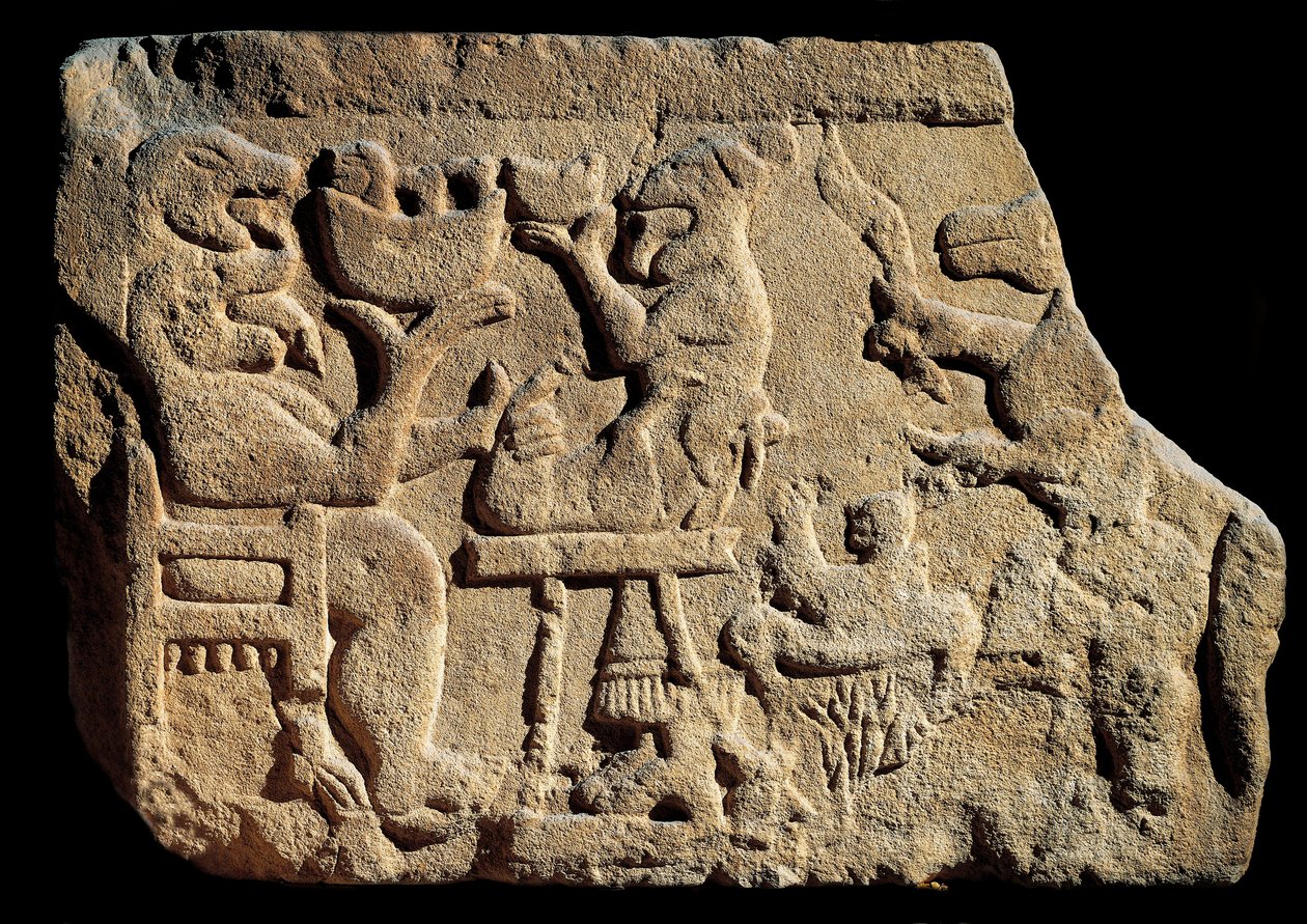 Low Relief Representing a Mythological Banquet Scene by Iberian