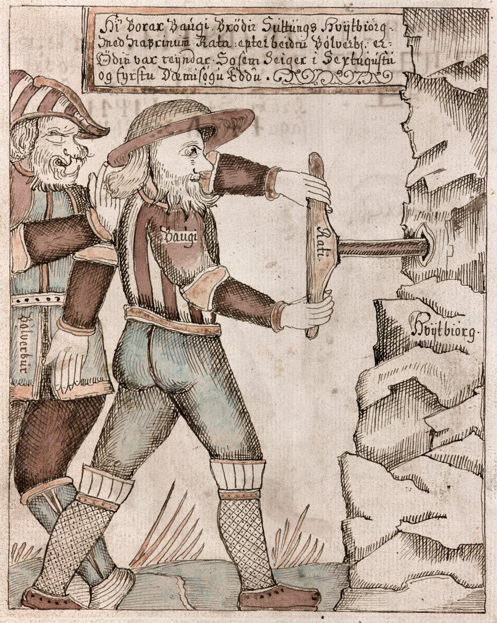 The Giant Baugi, Persuaded by Odin, Drills into His Brother Suttung