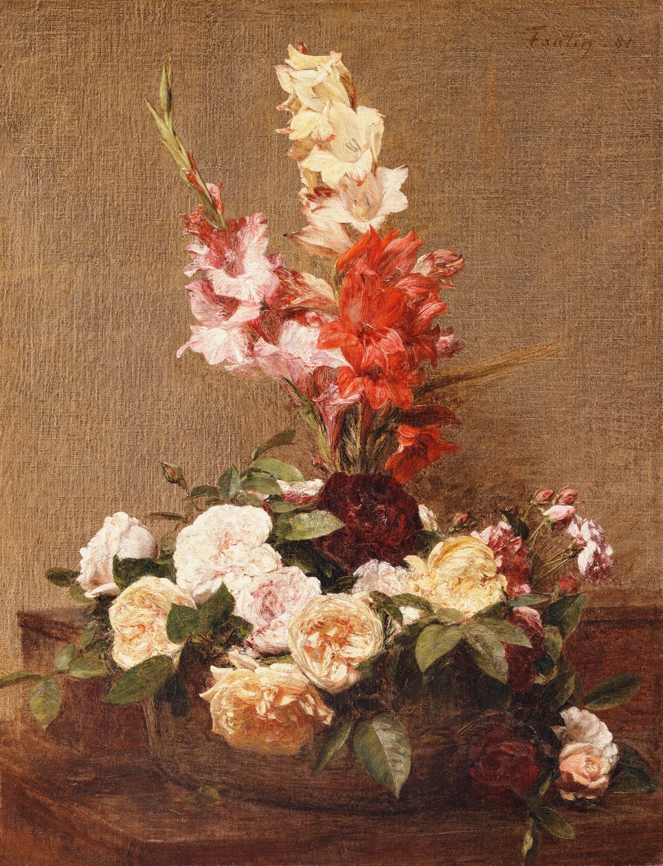 Gladioli and Roses by Ignace Henri Jean Fantin Latour