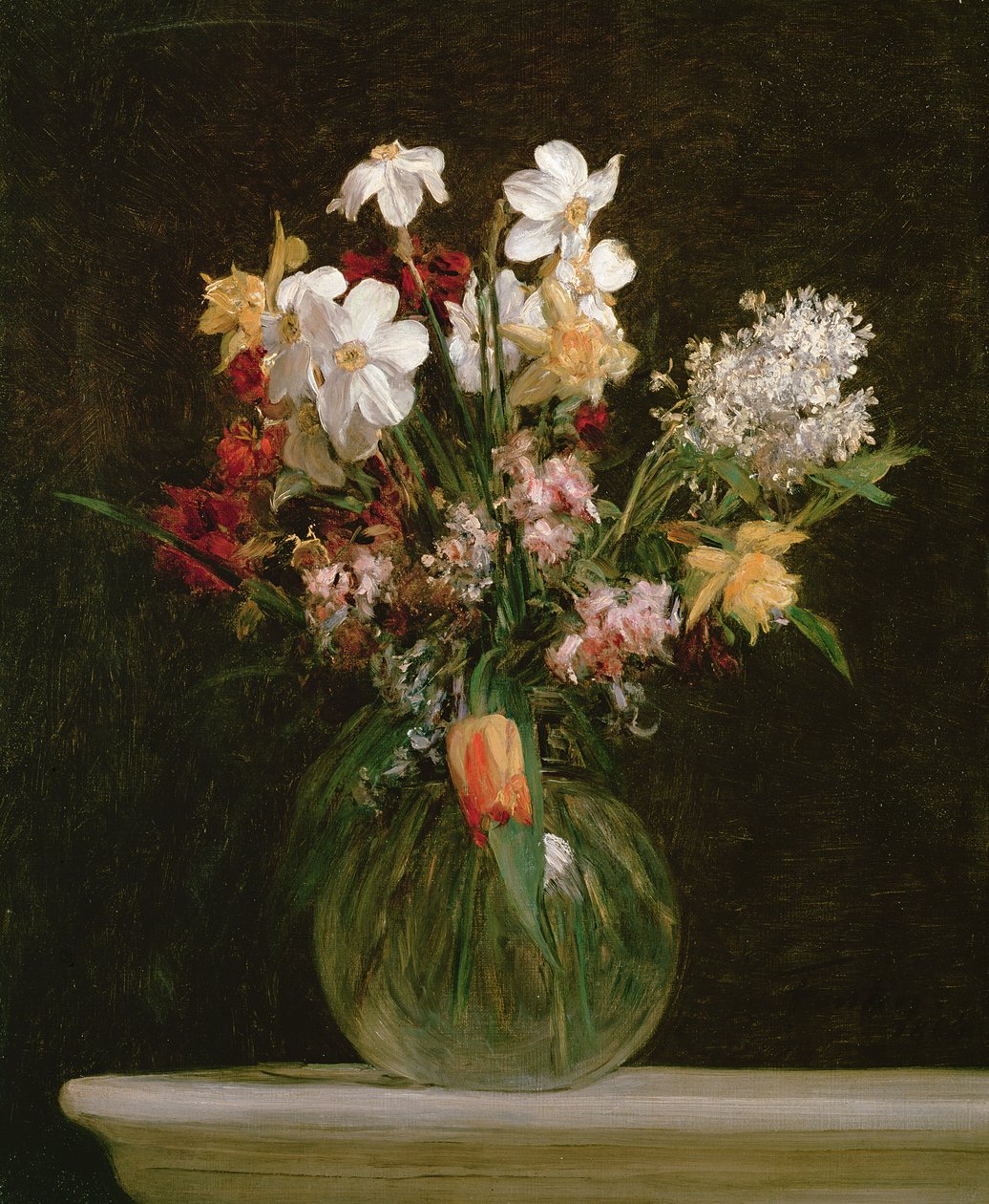 Narcisses Blancs, Jacinthes et Tulipes by Ignace Henri Jean Fantin Latour