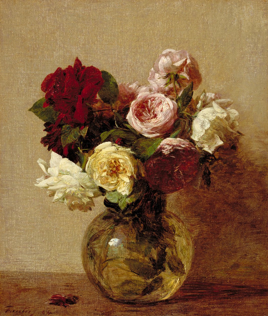 Roses by Ignace Henri Jean Fantin-Latour