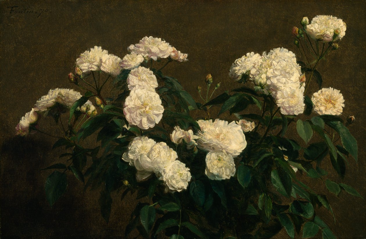 Still Life of White Roses by Ignace Henri Jean Fantin Latour