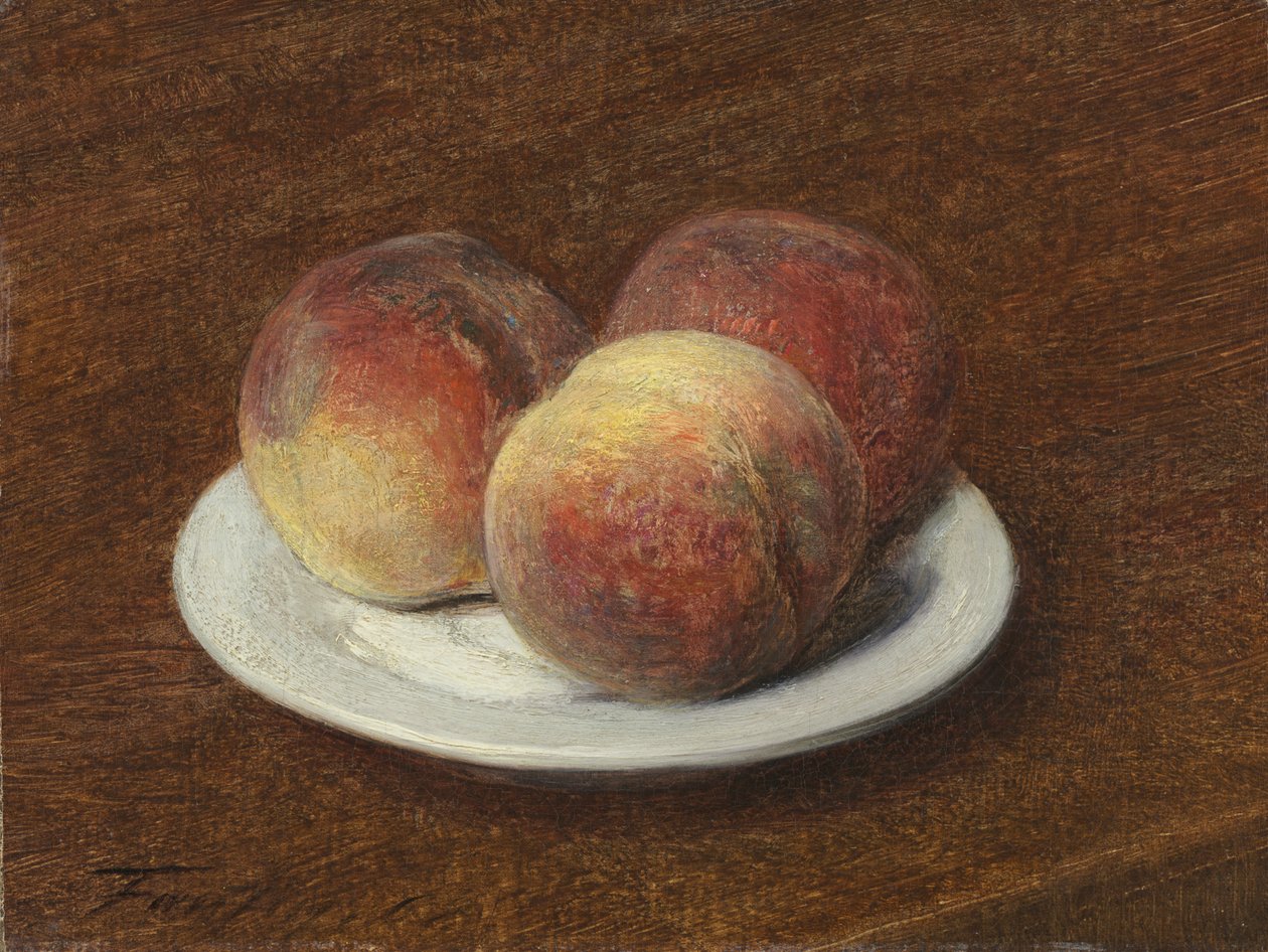 Three Peaches on a Plate by Ignace Henri Jean Fantin-Latour