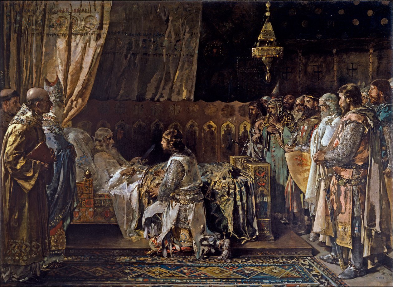 King James I the Conqueror Gives His Sword to His Son, Pedro by Ignacio Pinazo Camarlech