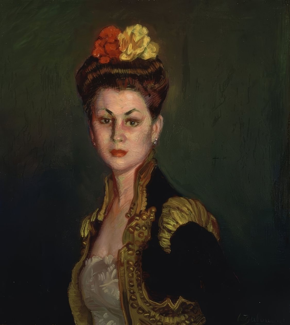 Portrait of a Lady with Bun and Bullfighter Jacket by Ignacio Zuloaga y Zabaleta