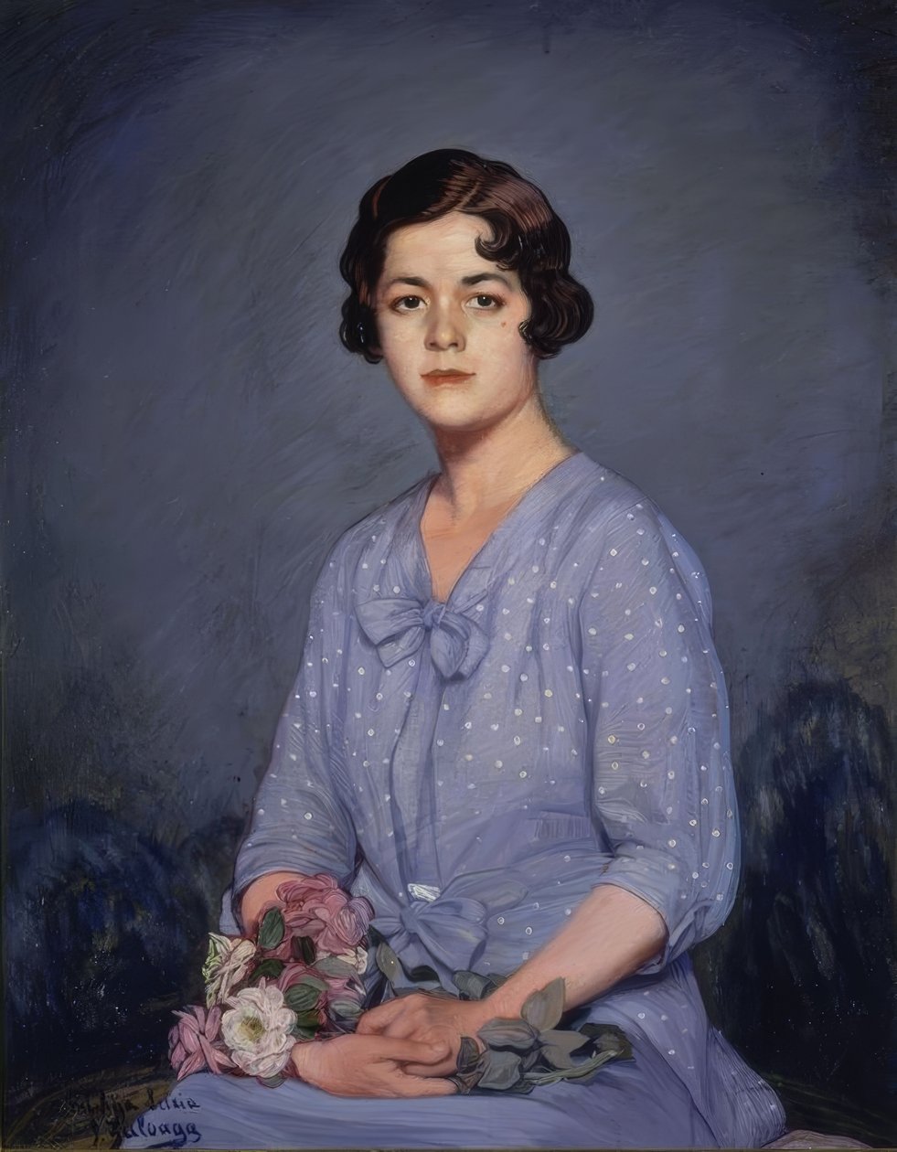 Lucia (Portrait of a Young Woman Sitting with Flowers in Hand) by Ignacio Zuloaga y Zabaleta
