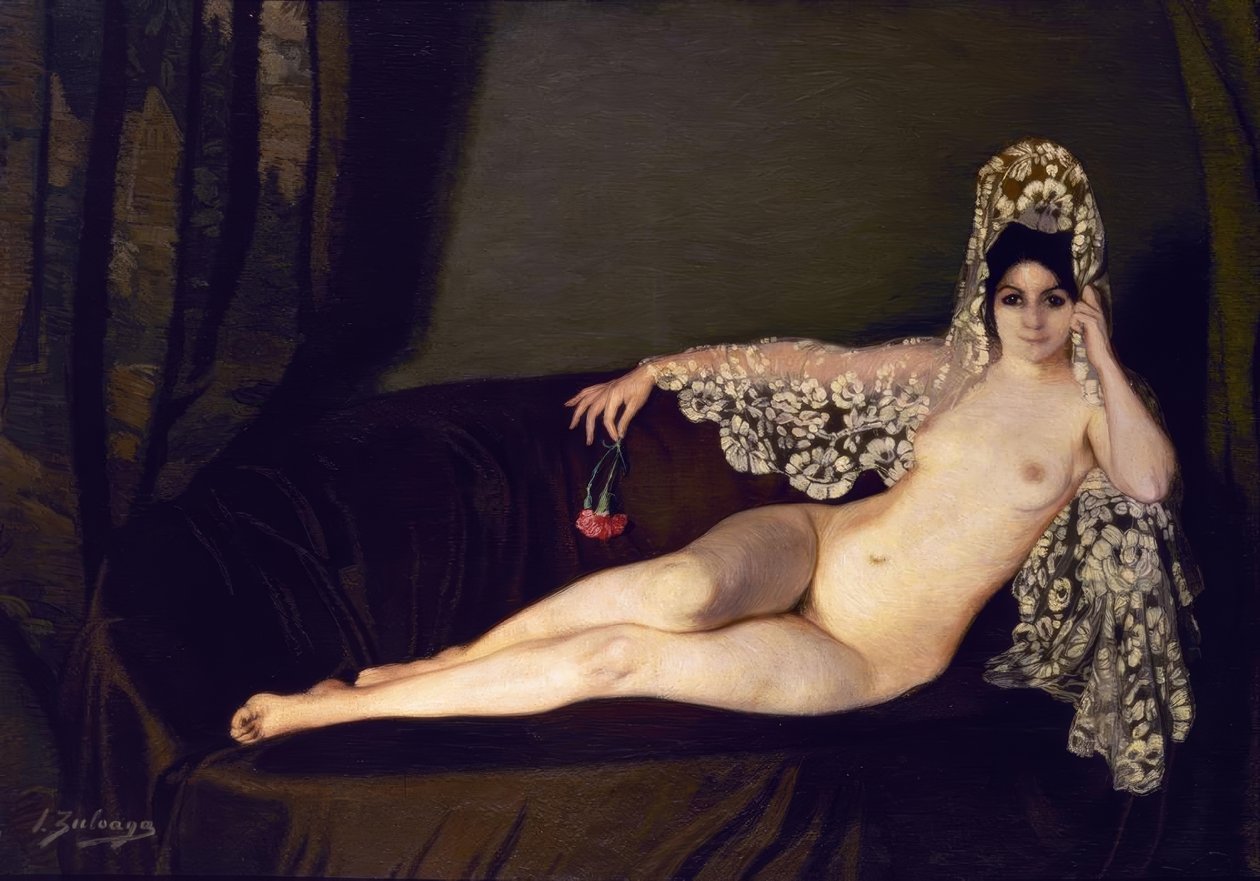 Nude with Carnation by Ignacio Zuloaga y Zabaleta