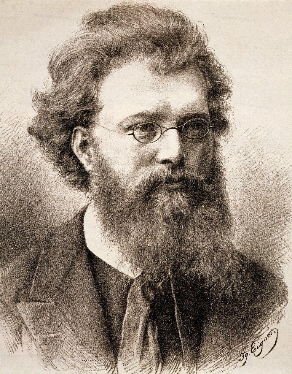 Portrait of Hans Richter (engraving) by Ignaz Eigner