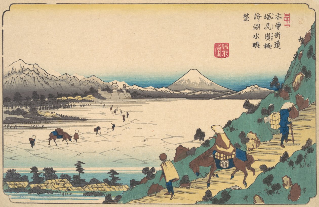 Lake Suwa from Shiojiri Pass, ca. 1835 by Ikeda Eisen