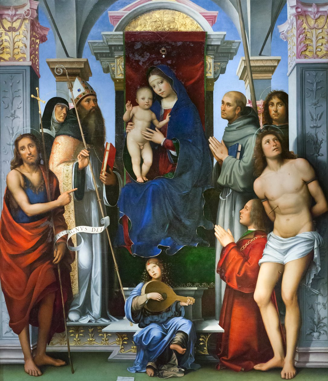Madonna and Child on a Throne, with Saints by Il (1450-1517) Francia
