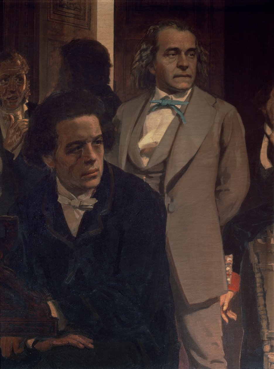 Anton Grigoryevich Rubinstein and Alexander Nikolayevich Serov, from Slavonic Composers, 1890s (detail) by Ilya Efimovich Repin