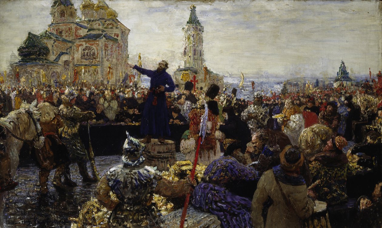 Minin Appeals to the People of Nizhny Novgorod in 1611 by Ilya Efimovich Repin