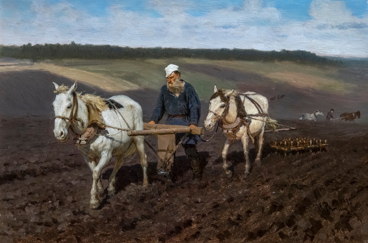 Leo Tolstoy Laboring by Ilya Efimovich Repin