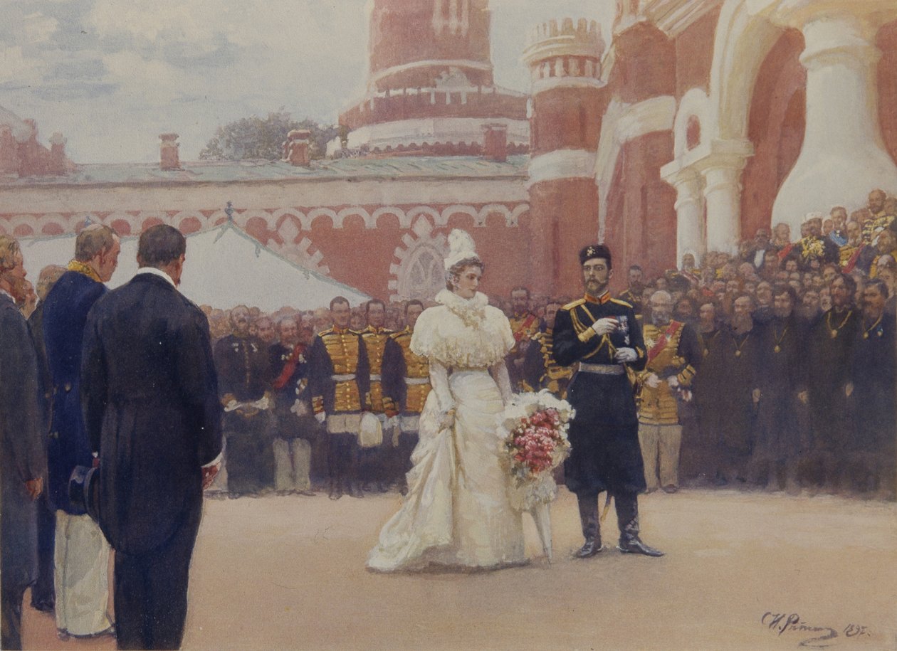 Nicholas II receiving rural district elders on May 18, 1896 in the yard of Petrovsky Palace in Moscow by Ilya Efimovich Repin