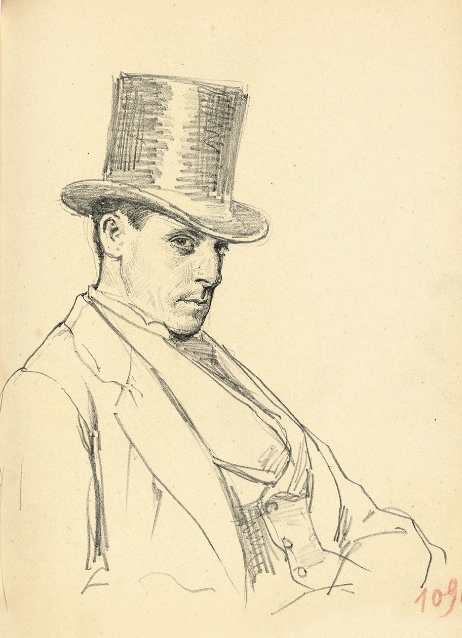 Seated Man with Top Hat by Ilya Efimovich Repin