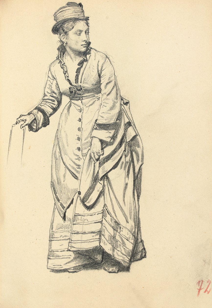 Standing Woman Holding Her Dress by Ilya Efimovich Repin