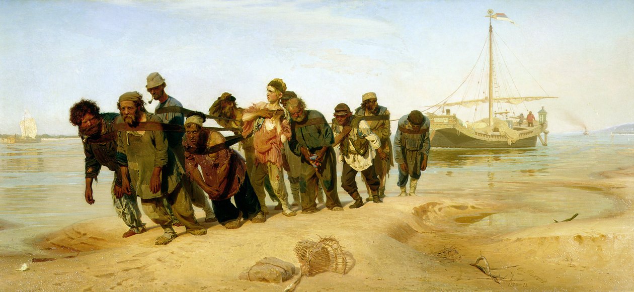 The Boatmen on the Volga by Ilya Efimovich Repin
