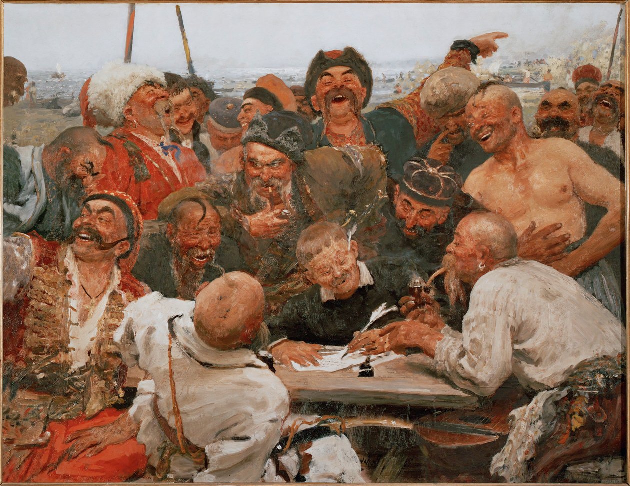 The Zaporozhye Cossacks Write a Mocking Letter to the Turkish Sultan by Ilya Efimovich Repin
