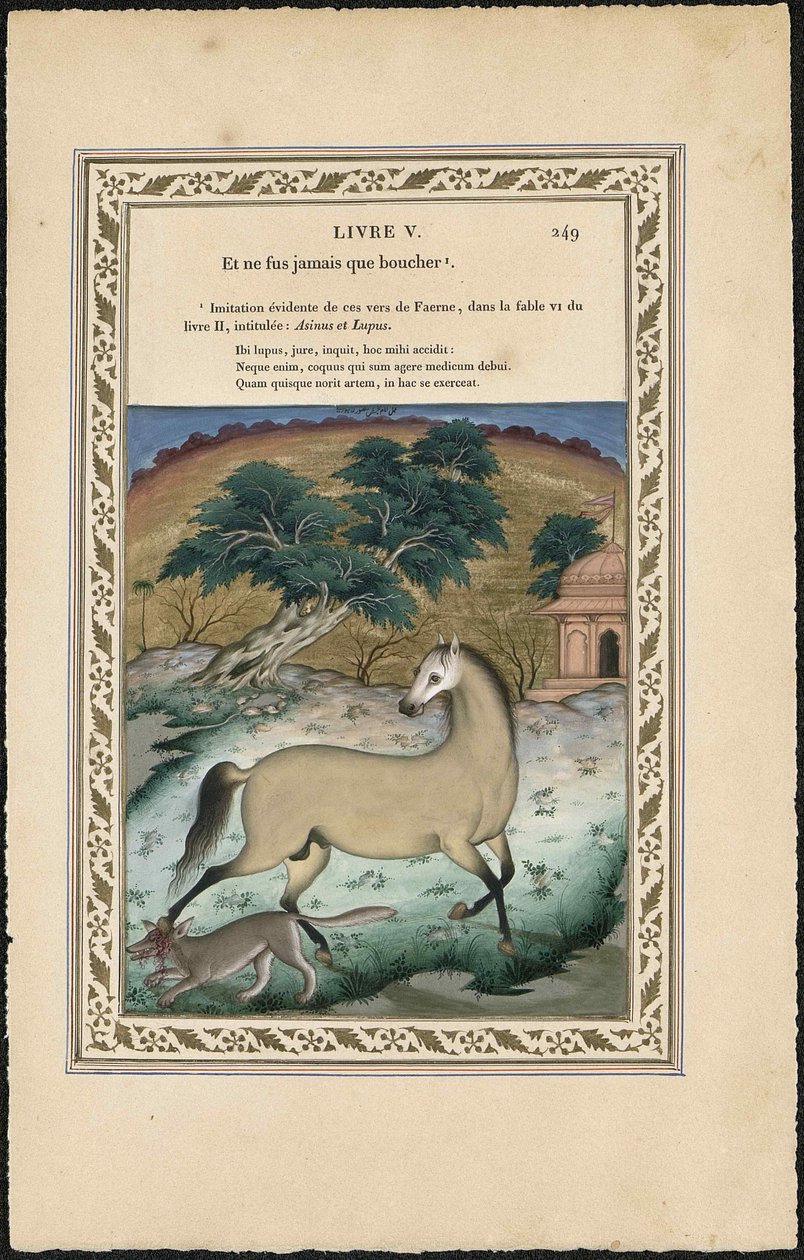 The Horse and the Wolf by Imam Bakhsh Lahori