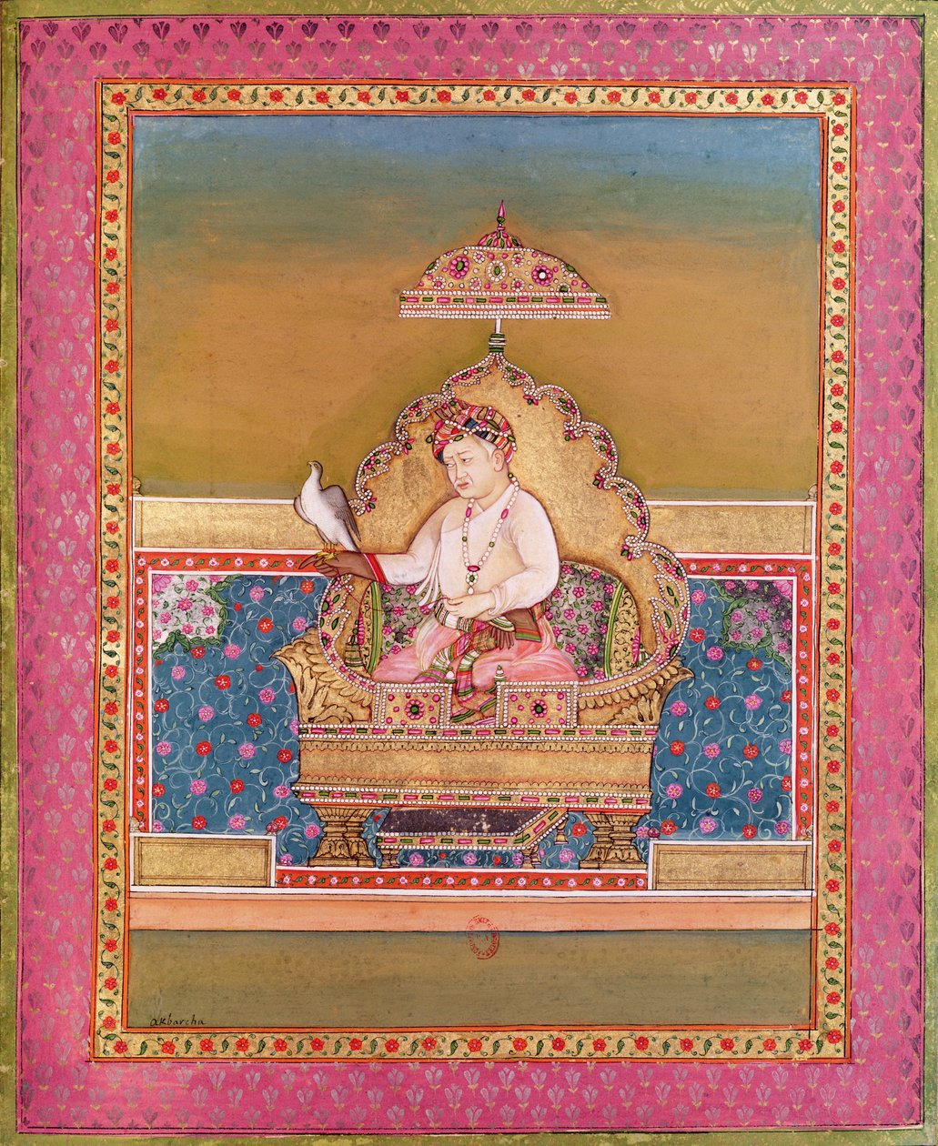 Akbar (1556-1605) from an album of portraits of Mughal Emperors at Delhi, 1774 by Indian School