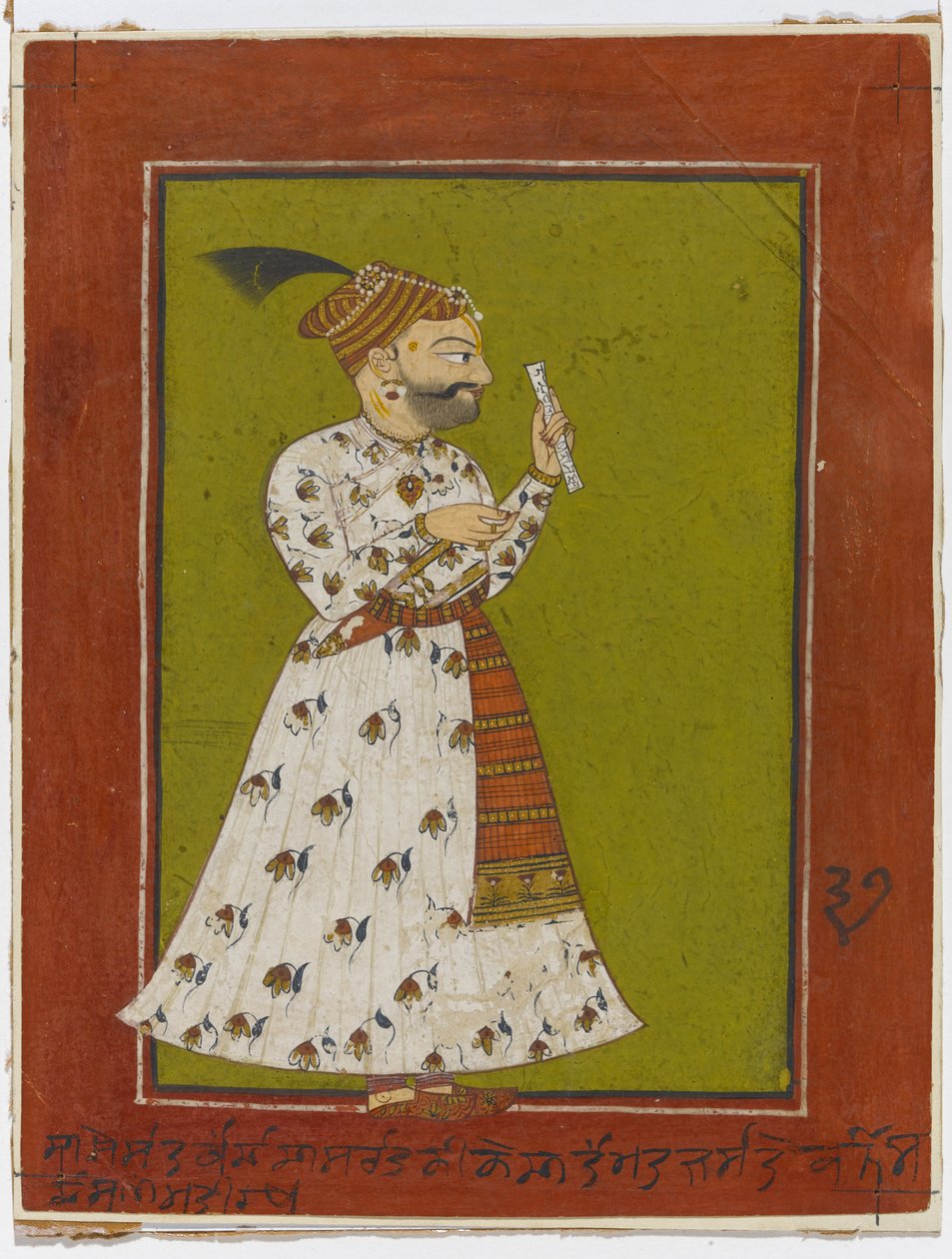 Portrait of Raja Ajmer Chand of Kahlur, c.1730 by Indian School