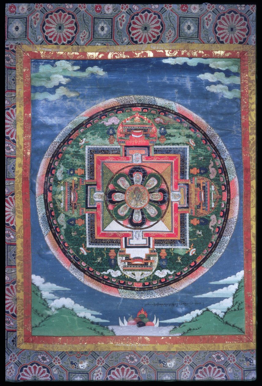 The Mystic Circle of Phyag-rdor (Varjrapani) and the Eight Serpent Divinities with Four Doorkeepers, Mandala Vajrapani, c.1849 by Indian School
