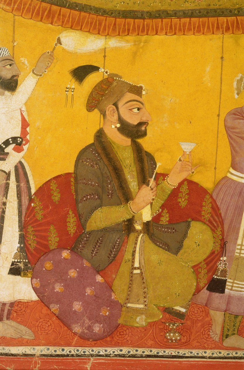 Gosain Narayan takes poison in the presence of Emperor Jahangir, Nurpur, Pahari School by Indian School