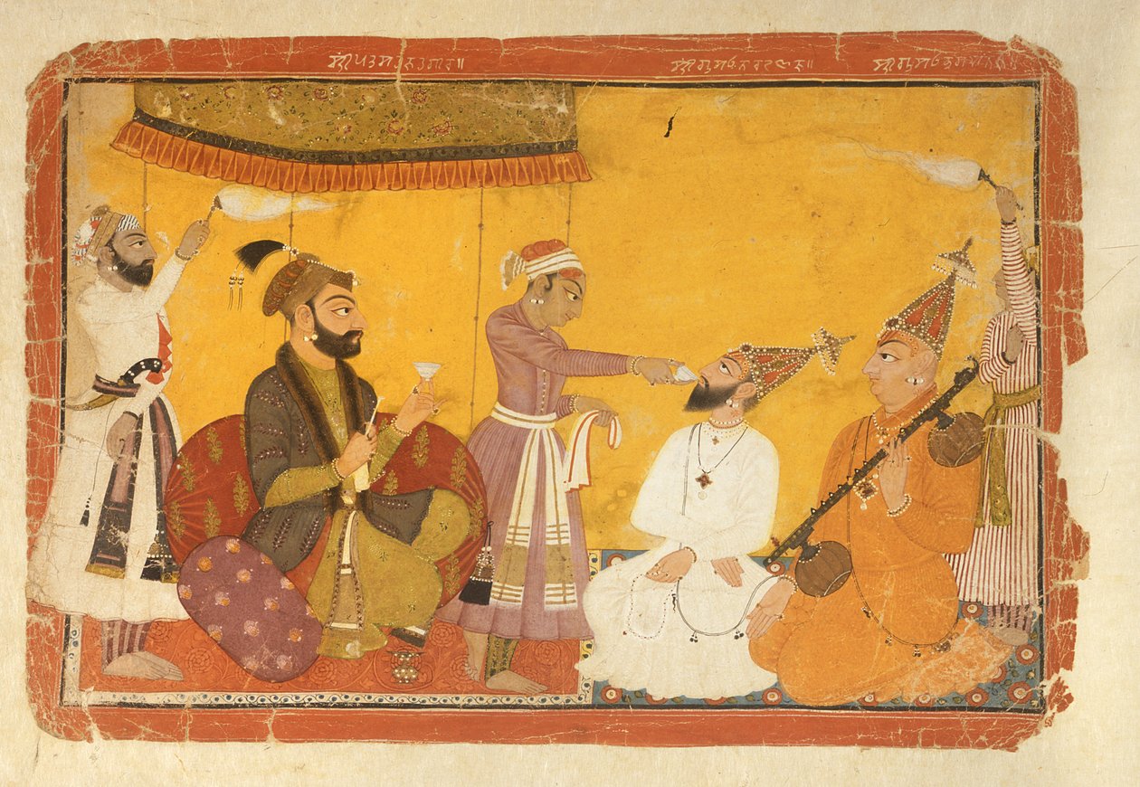 Gosain Narayan Takes Poison in the Presence of Emperor Jahangir, Nurpur, Pahari School by Indian School
