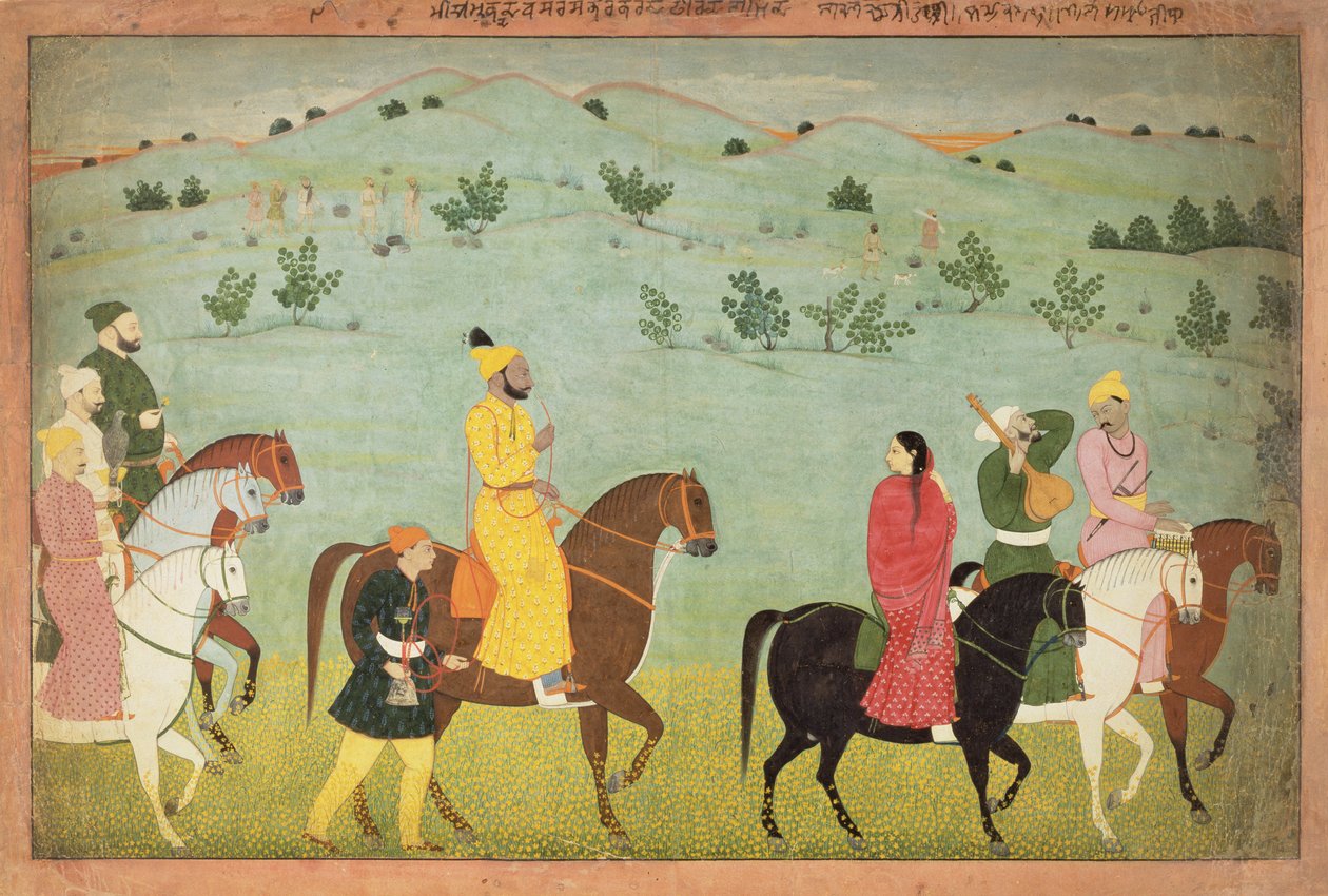 A Jasrota prince on a riding expedition by Indian School