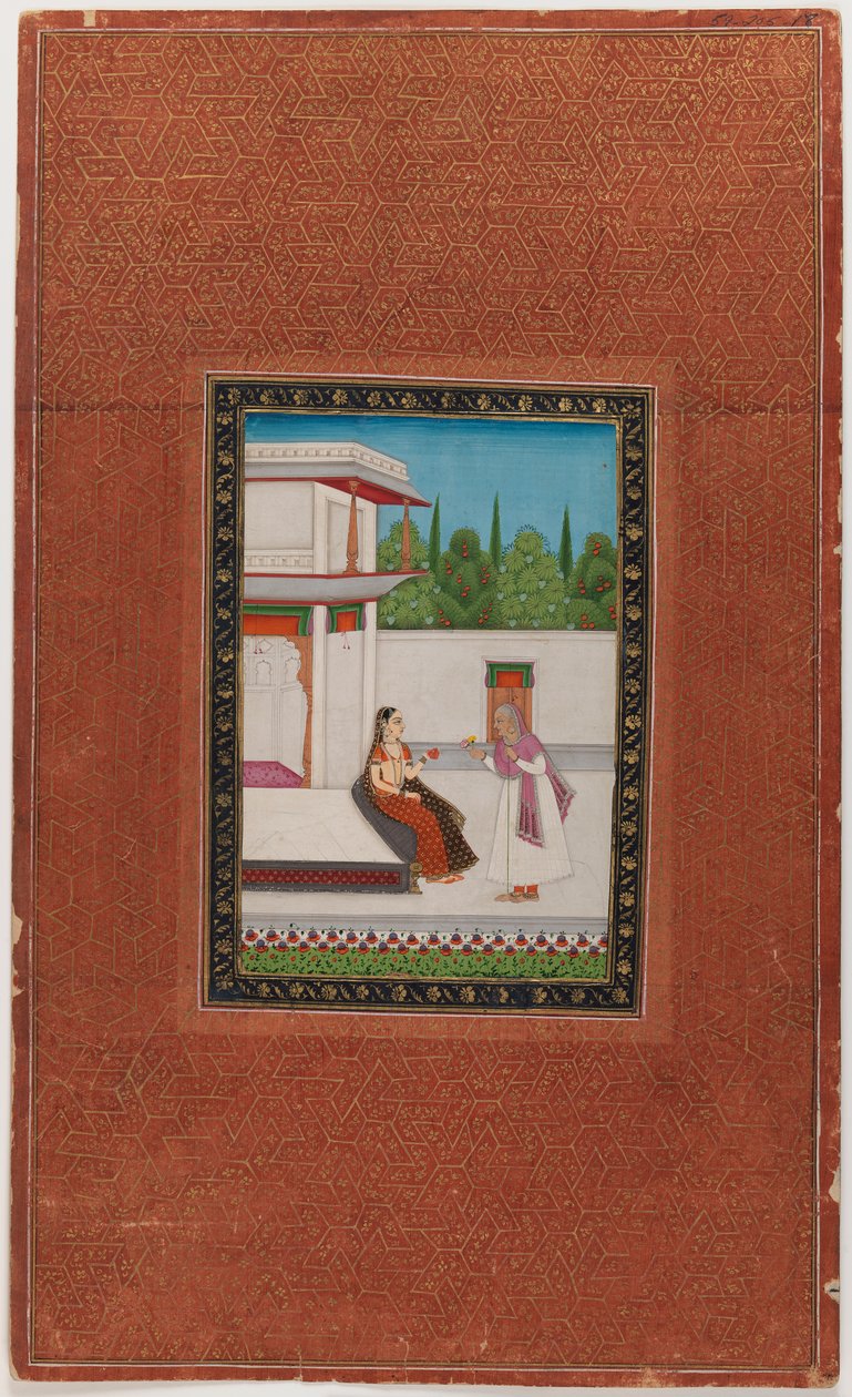 A lady and her elderly servant by Indian School