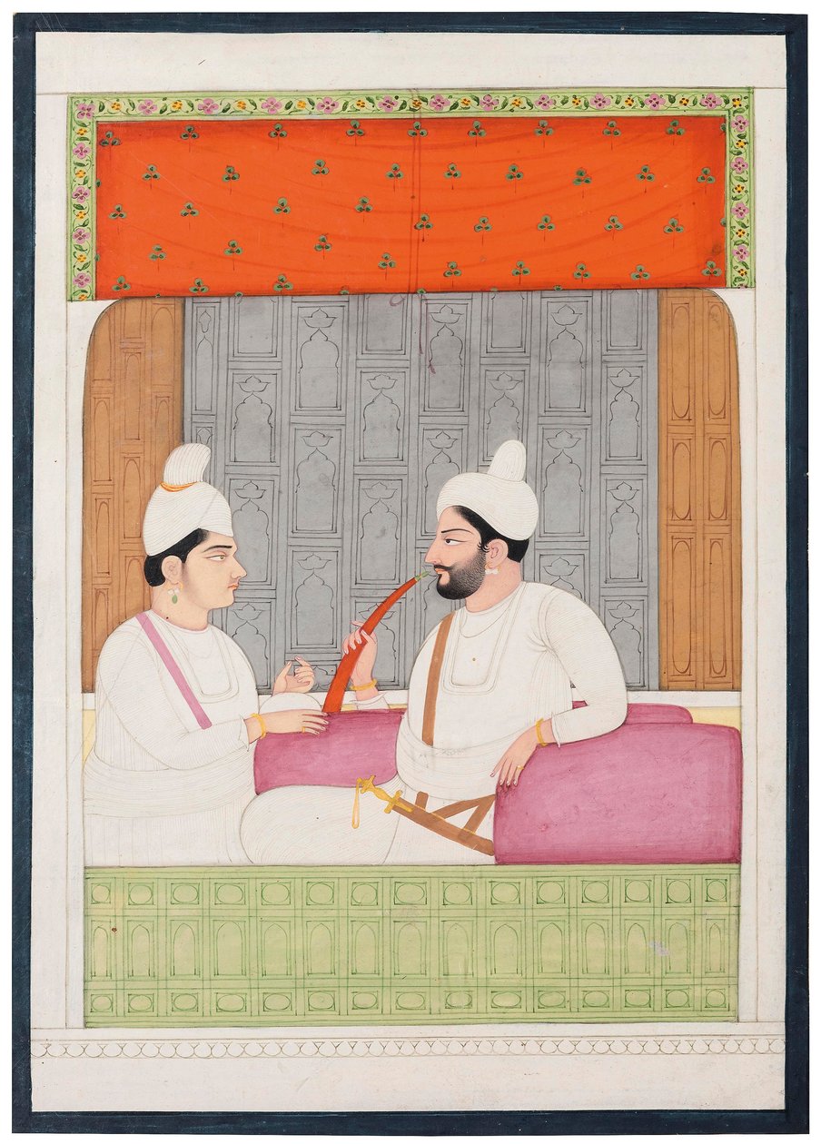 A Portrait of Raja Sansar Chand of Kangra and His Son Aniruda Chand, Kangra, Punjab Hills, North India by Indian School